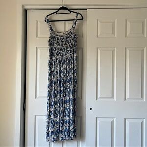 Boden Navy and White Paisley Dress - Peggy Paisley Jersey Maxi - size 16/18R